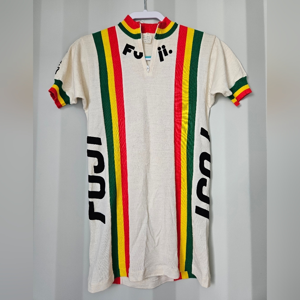 1980's Vintage Fuji Men's Wool Bicycle Racing Jersey